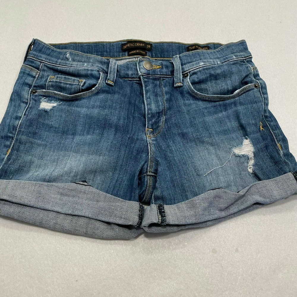 Genetic Denim Size 26 Women's The Turner Cuffed Jean Shorts Destroy Distressed